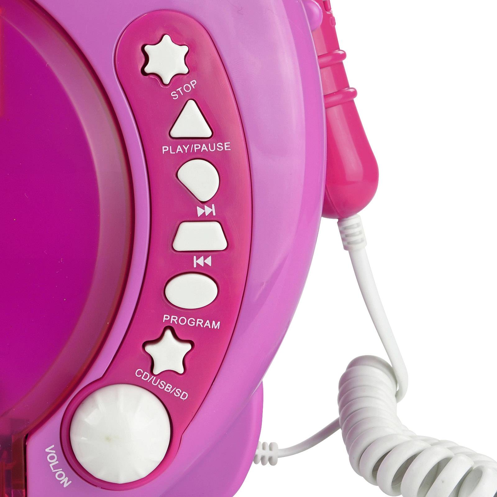 X4 Tech Bobby Joey Kinder CD-Player CD, SD, USB Inkl. Mikrofon Pink