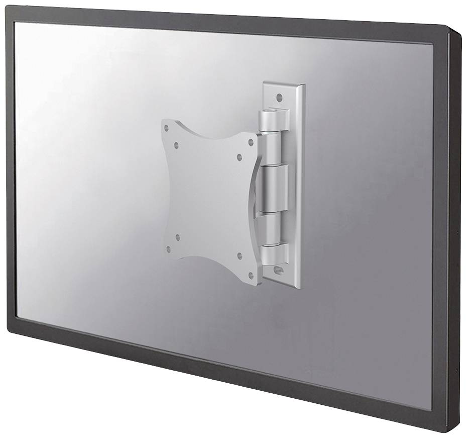Ein Wandhalterungssystem für Monitore in silberner Farbe, das eine bewegliche Armstruktur zeigt.