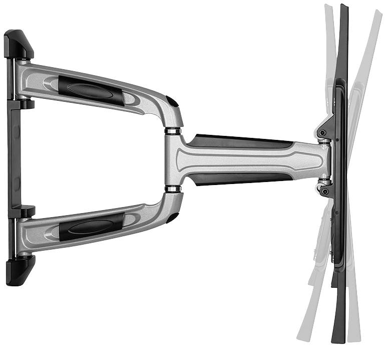 Ein verstellbarer Monitorarm mit drehbarem Gelenk zeigt seine Beweglichkeit. Ideal für ergonomische Arbeitsplätze.