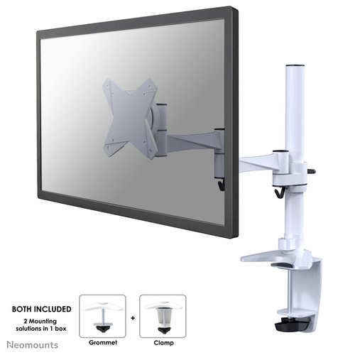 Neomounts FPMA-D1330WHITE 1fach Monitor-Tischhalterung 25,4cm (10") - 76,2cm (30") Weiß Höhenverstellbar, Neigbar, Schwenkbar