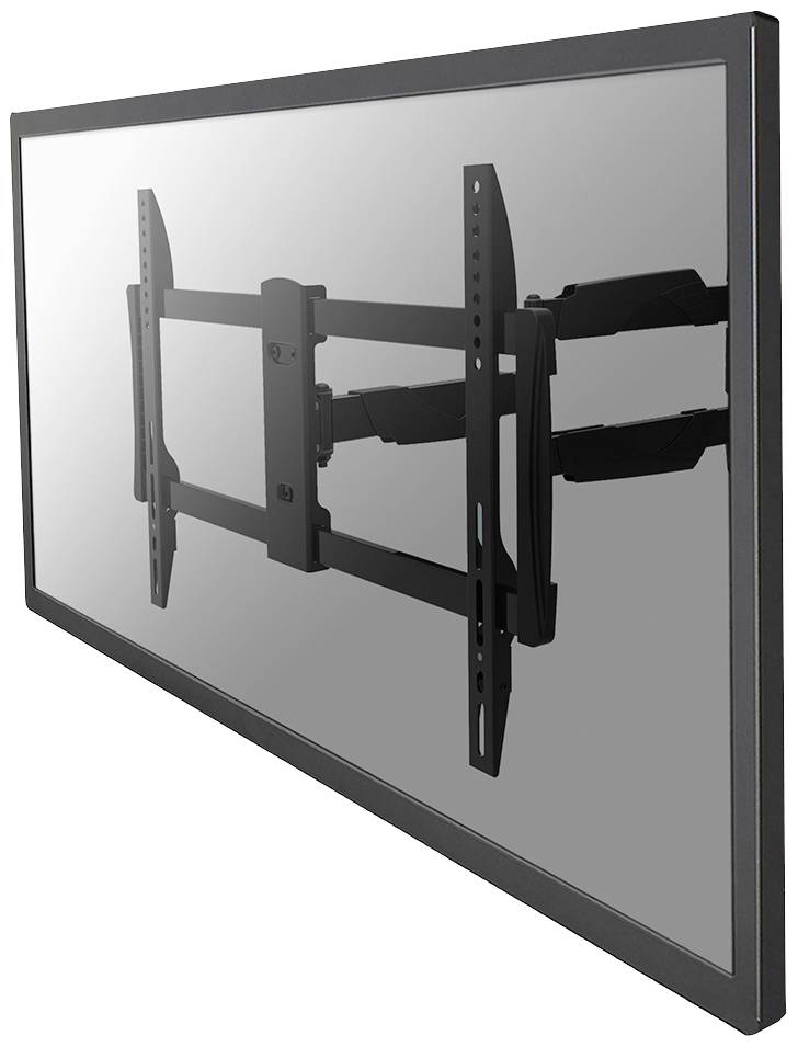 Ein Flachbildfernseher ist an einer verstellbaren Wandhalterung montiert.