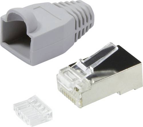 LogiLink MP0021 RJ45-Steckverbinder CAT 6, geschirmt MP0021 Stecker, gerade Pole: 8P8C Grau 100 St.
