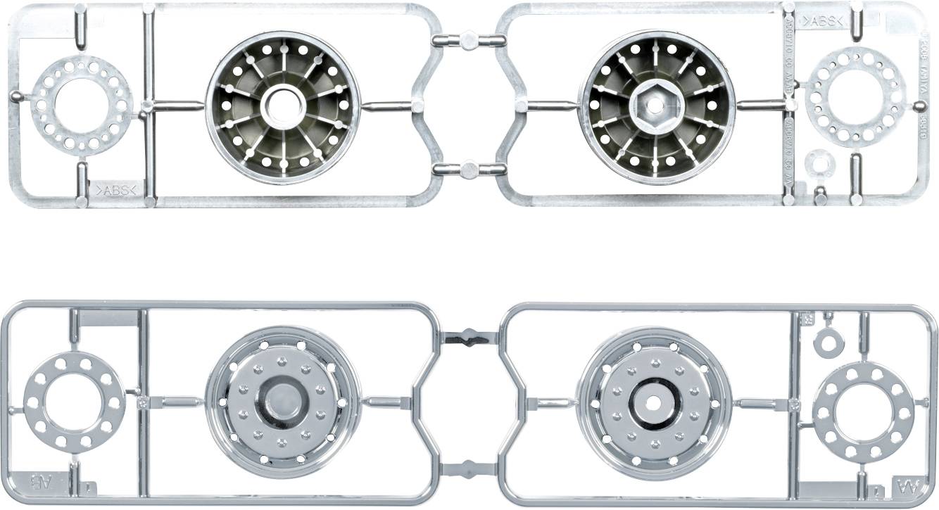 Tamiya 1:14 LKW-Auflieger Felgen 30 mm Kunststoff Euro-Optik Chrom (matt) 2 St.