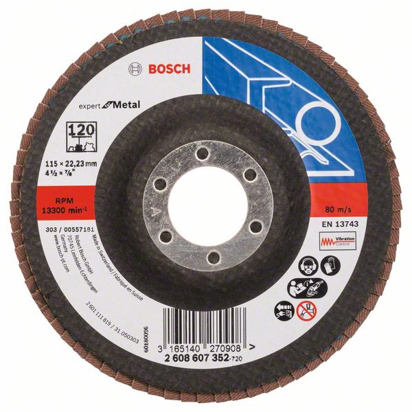Bosch Accessories 2608607352 Fächerschleifscheibe Durchmesser 115 mm Stahl, Edelstahl 1 St. Bosch Accessories 2608607352 Fächerschleifscheibe Durchmesser 115 mm Stahl, Edelstahl 1 St.