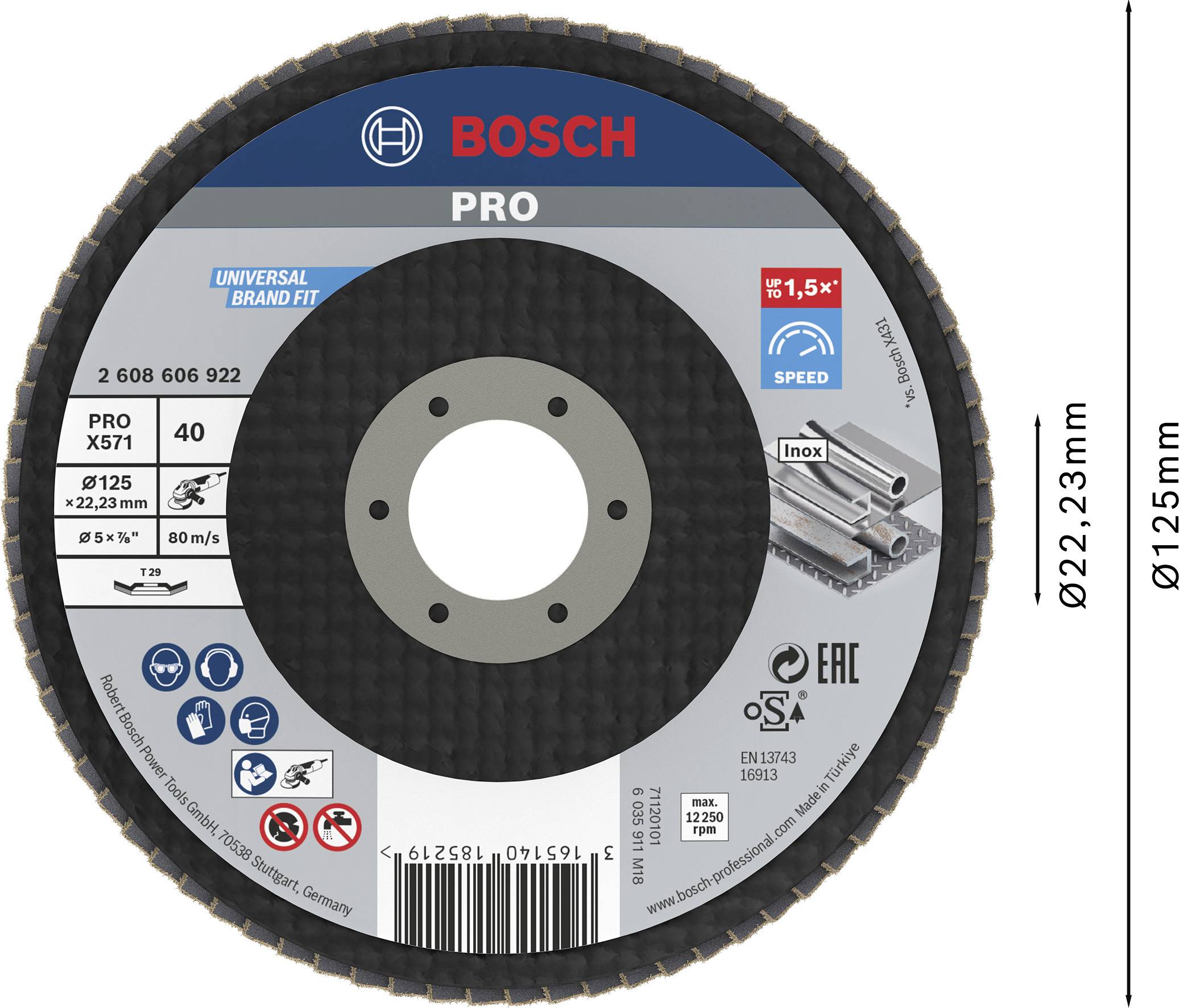 Bosch Accessories 2608606922 Fächerschleifscheibe Durchmesser 125mm