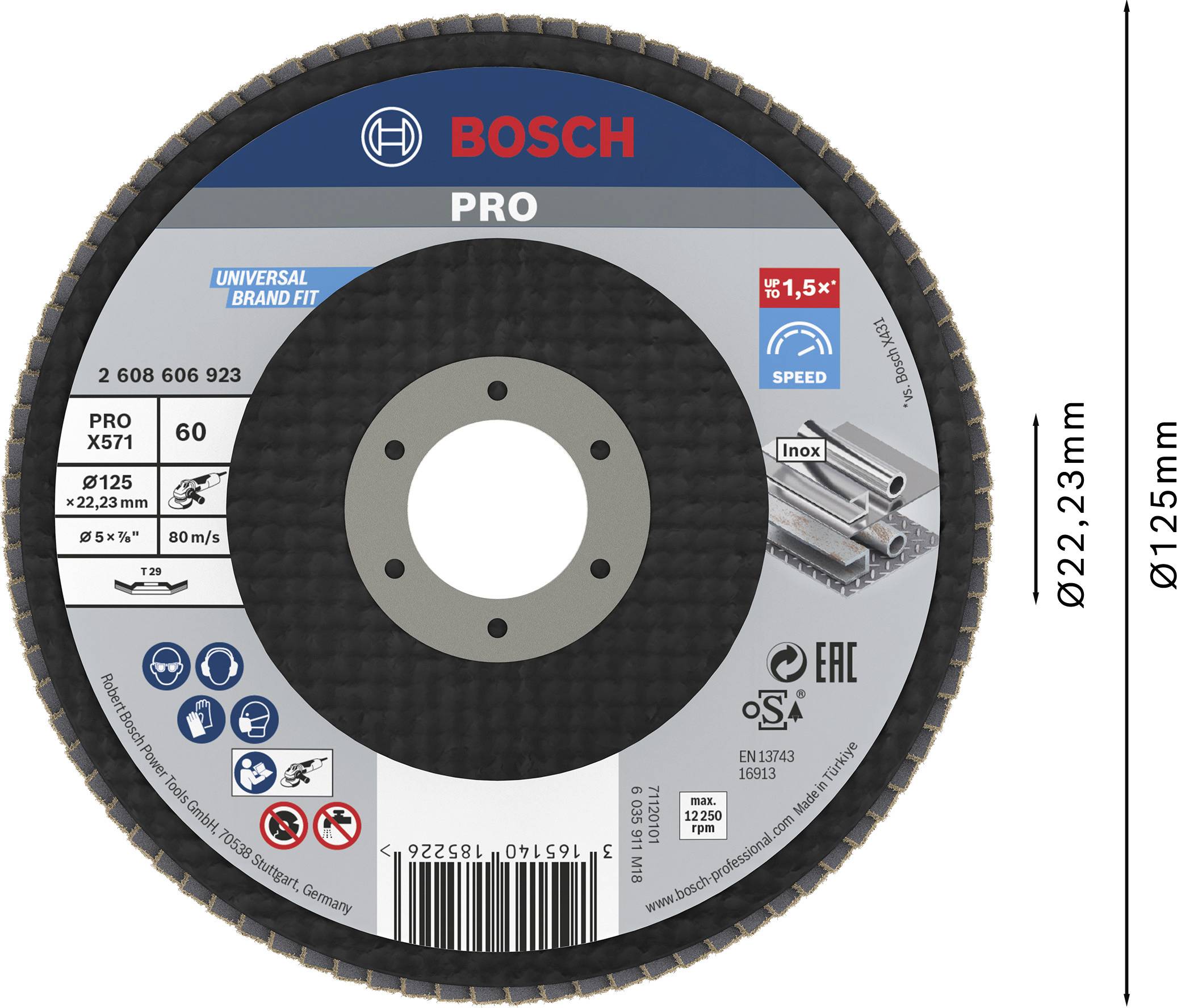 Bosch Accessories 2608606923 Fächerschleifscheibe Durchmesser 125 mm 1 St.