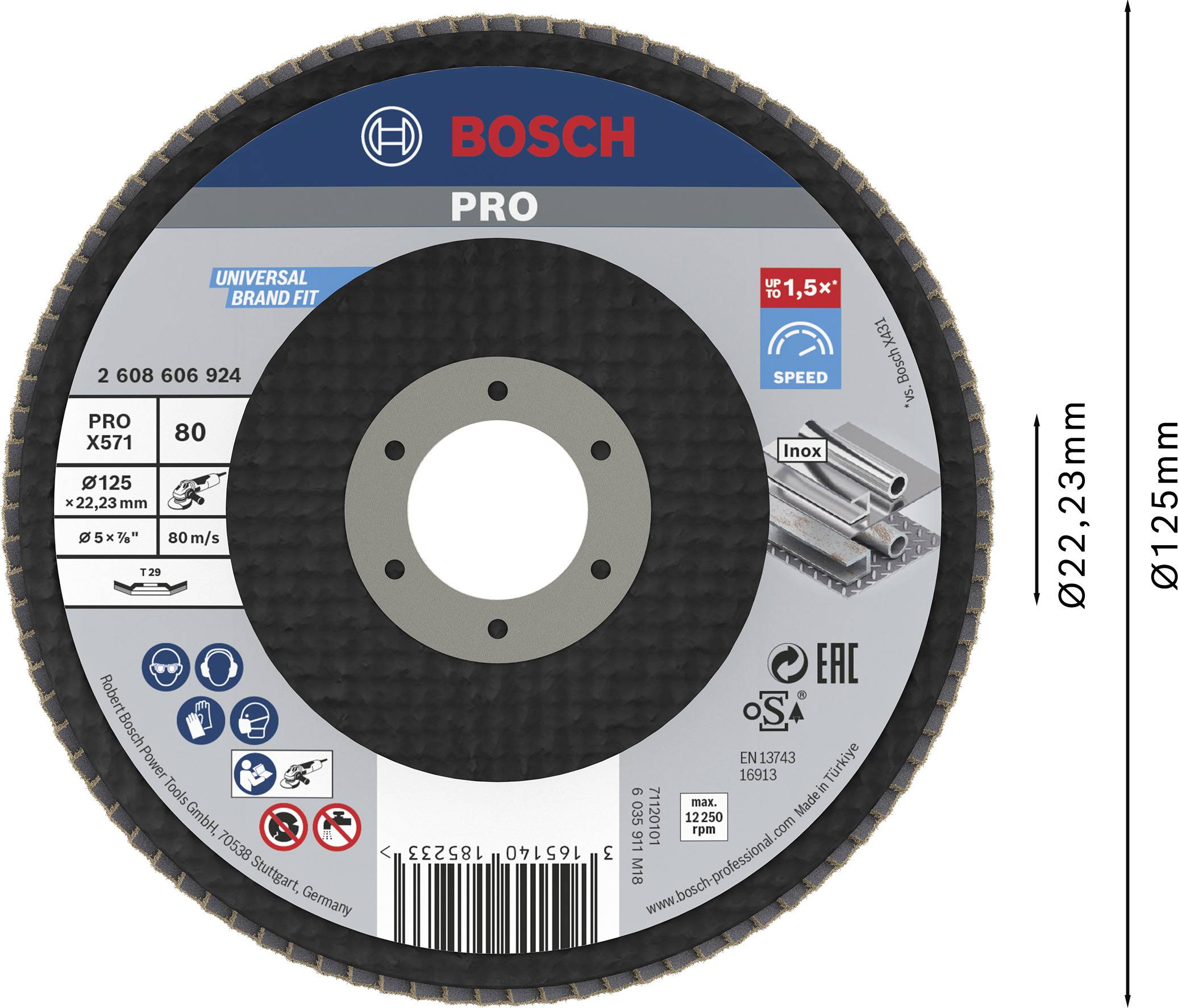 Bosch Accessories 2608606924 Fächerschleifscheibe Durchmesser 125 mm 1 St.