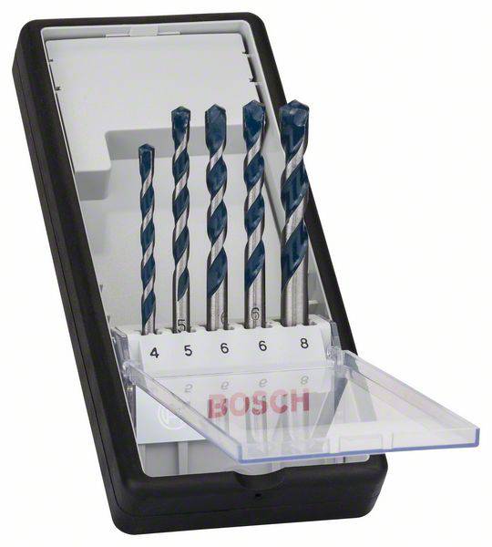 Bosch Accessories CYL-5 2608588165 Hartmetall Beton-Spiralbohrer-Set 5teilig 4 mm, 5 mm, 6 mm, 6 mm, 8mm Zylinderschaft 1 Set