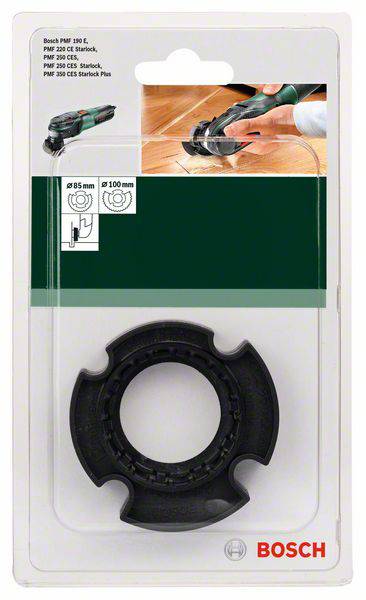 Verpackung eines Bosch Starlock Sägeblatts. Geeignet für verschiedene Bosch-Modelle. Abgebildet ist das Sägeblatt und eine Anwendung.