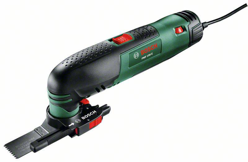 Elektrische Bosch-Stichsäge in Grün und Schwarz mit rotem Schalter. Geeignet für Präzisionsarbeiten in Holz und Metall.