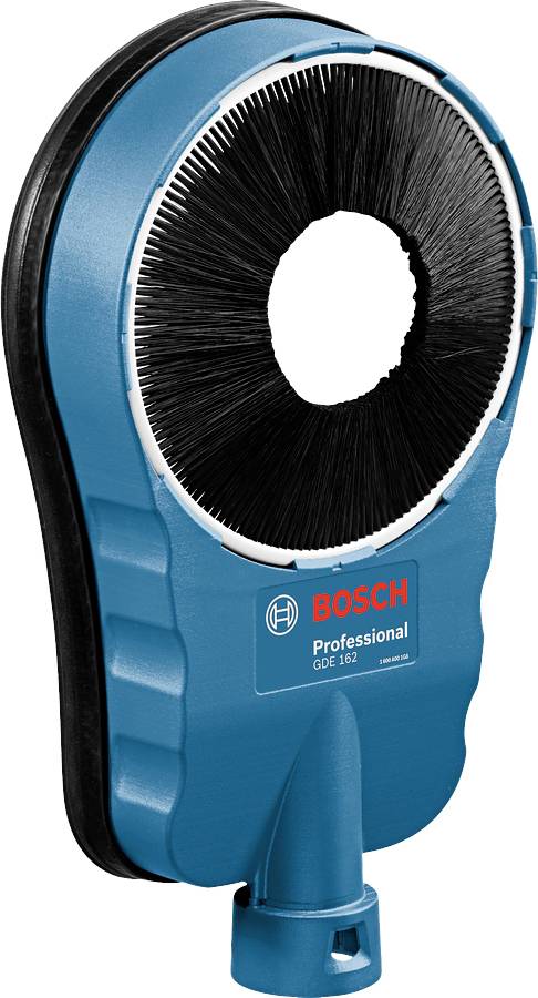 Ein blauer Aufsatz mit schwarzen Bürsten für ein Elektrogerät, markiert mit 'BOSCH Professional'. Geeignet für Reinigungsarbeiten.