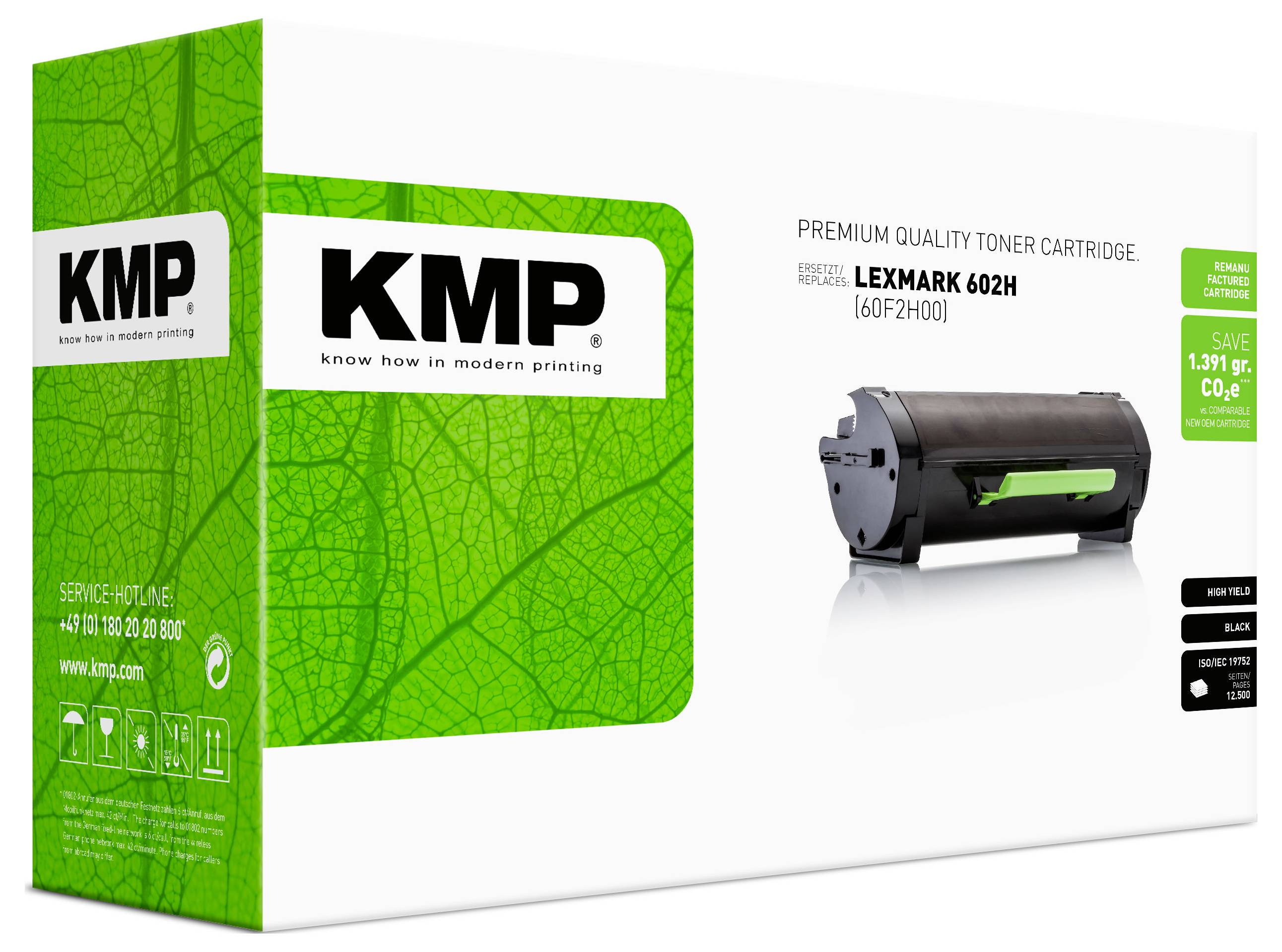 KMP Toner ersetzt Lexmark 602H, 50197048 Kompatibel Schwarz 12500 Seiten L-T54 1395,3000