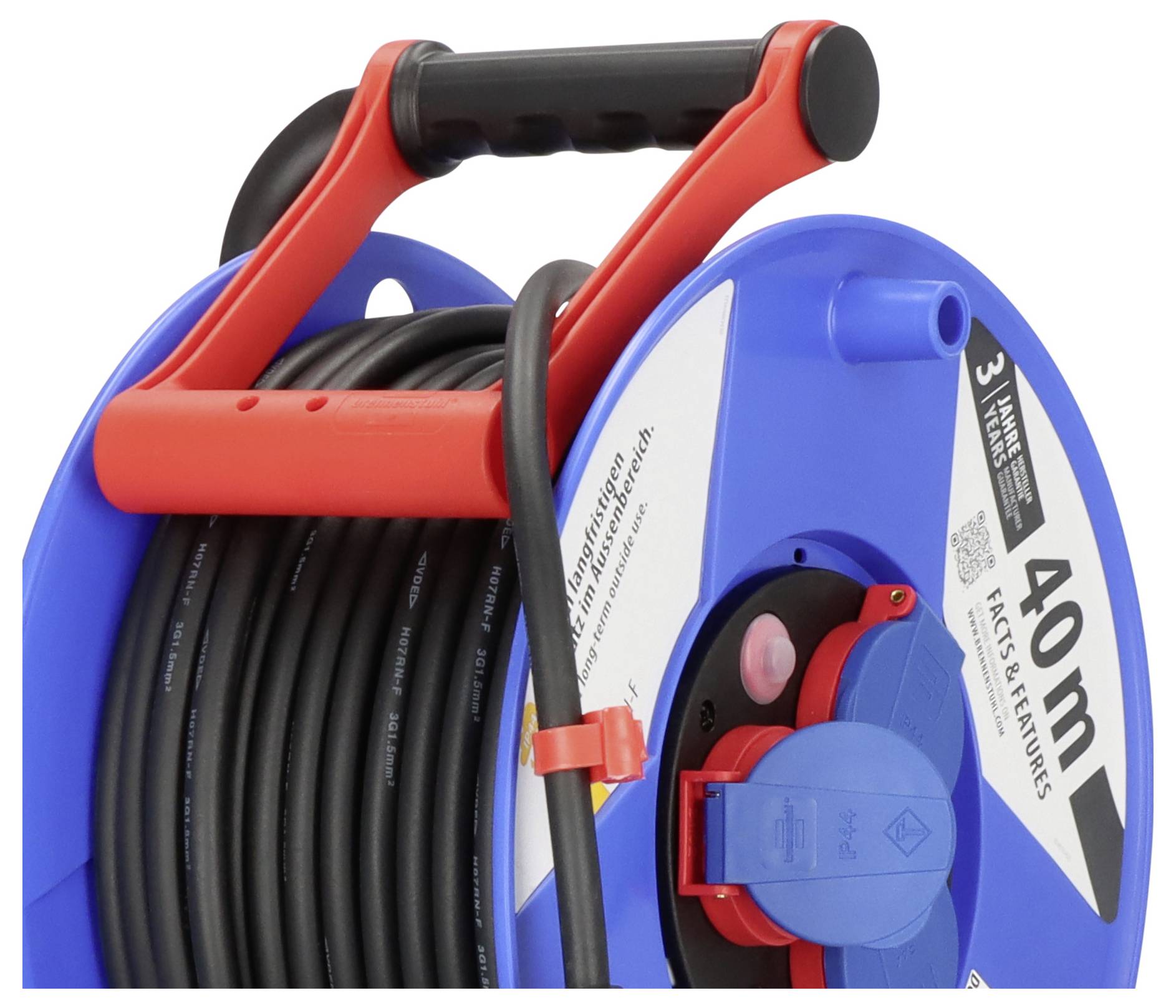 Brennenstuhl 1208380 Kabeltrommel 40.00 m Blau Schutzkontakt-Stecker