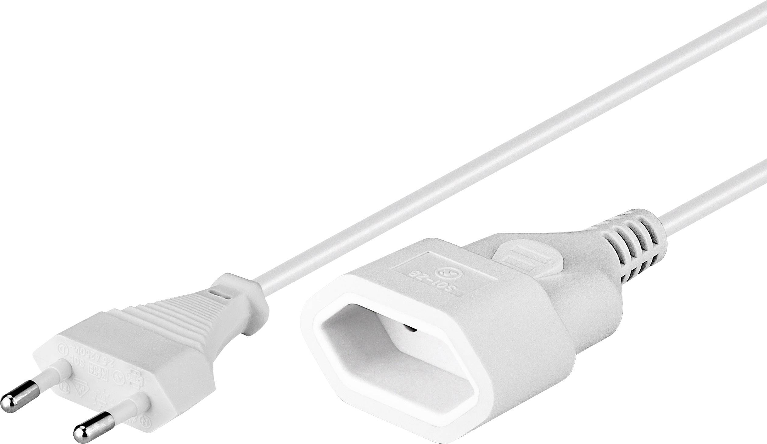 Goobay 50507 Euro Netzkabel Verlängerung 2 polig Stromkabel Eurostecker Typ C Eurokabel Verlängerungskabel Weiß 3m
