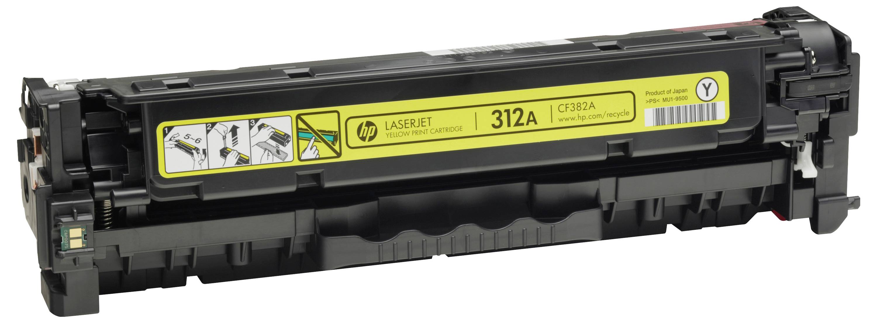 Schwarze HP LaserJet Tonerpatrone mit der Bezeichnung "312A" auf weißem Hintergrund.