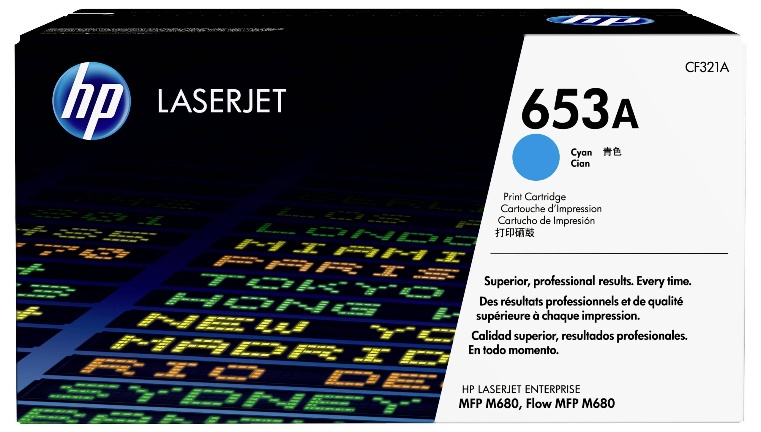 HP LaserJet 653A Cyan-Tonerpatronenbehälter für HP LaserJet Enterprise MFP M680 und Flow MFP M680.