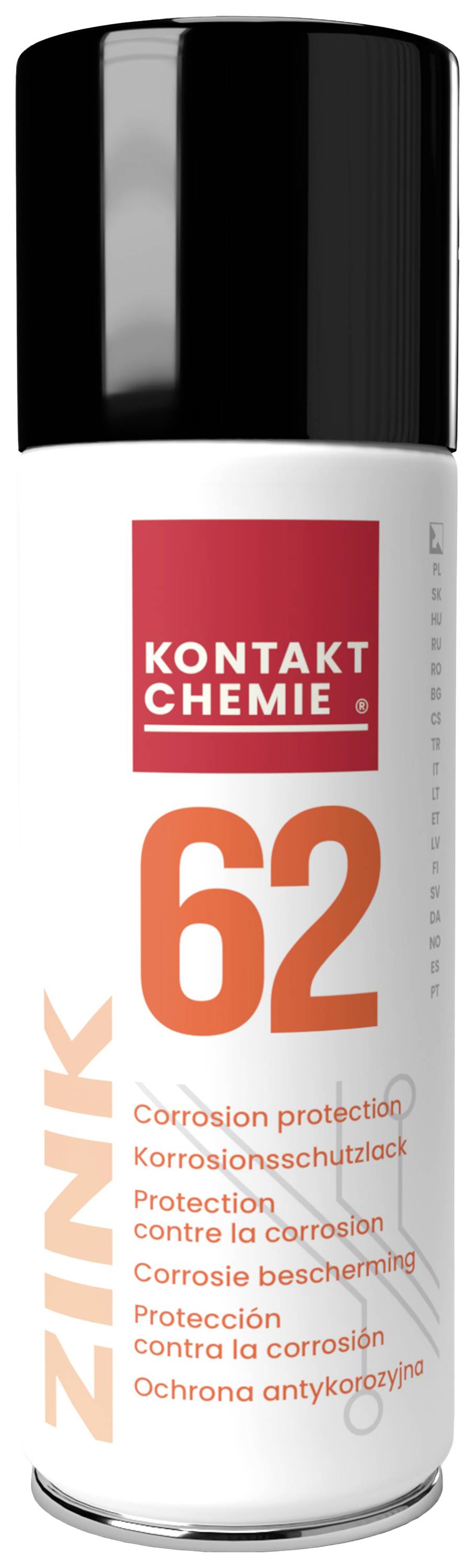Eine Sprühdose mit der Aufschrift 'KONTAKT CHEMIE ZINK 62'. Sie bietet Korrosionsschutz und ist speziell für Metalloberflächen geeignet.