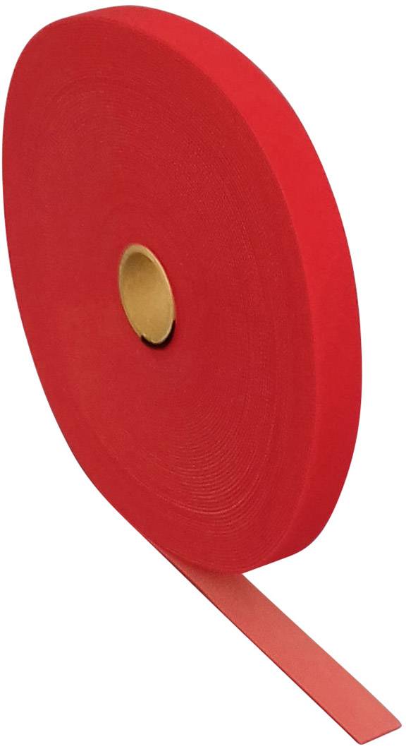 FASTECH® T0602513391125 Klettband zum Bündeln Haft- und Flauschteil (L x B) 25000 mm x 25 mm Rot 25 m
