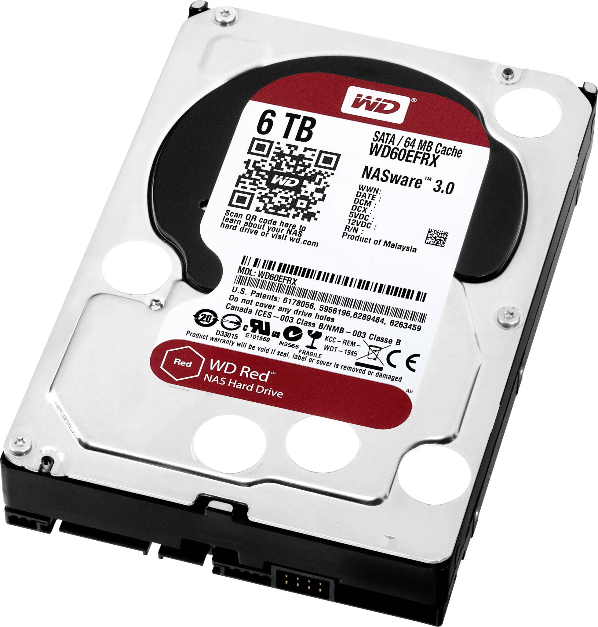 Western Digital WD Red™ Plus 6TB Interne Festplatte 8.9cm (3.5 Zoll) SAS 6 Gb/s WD60EFRX Bulk