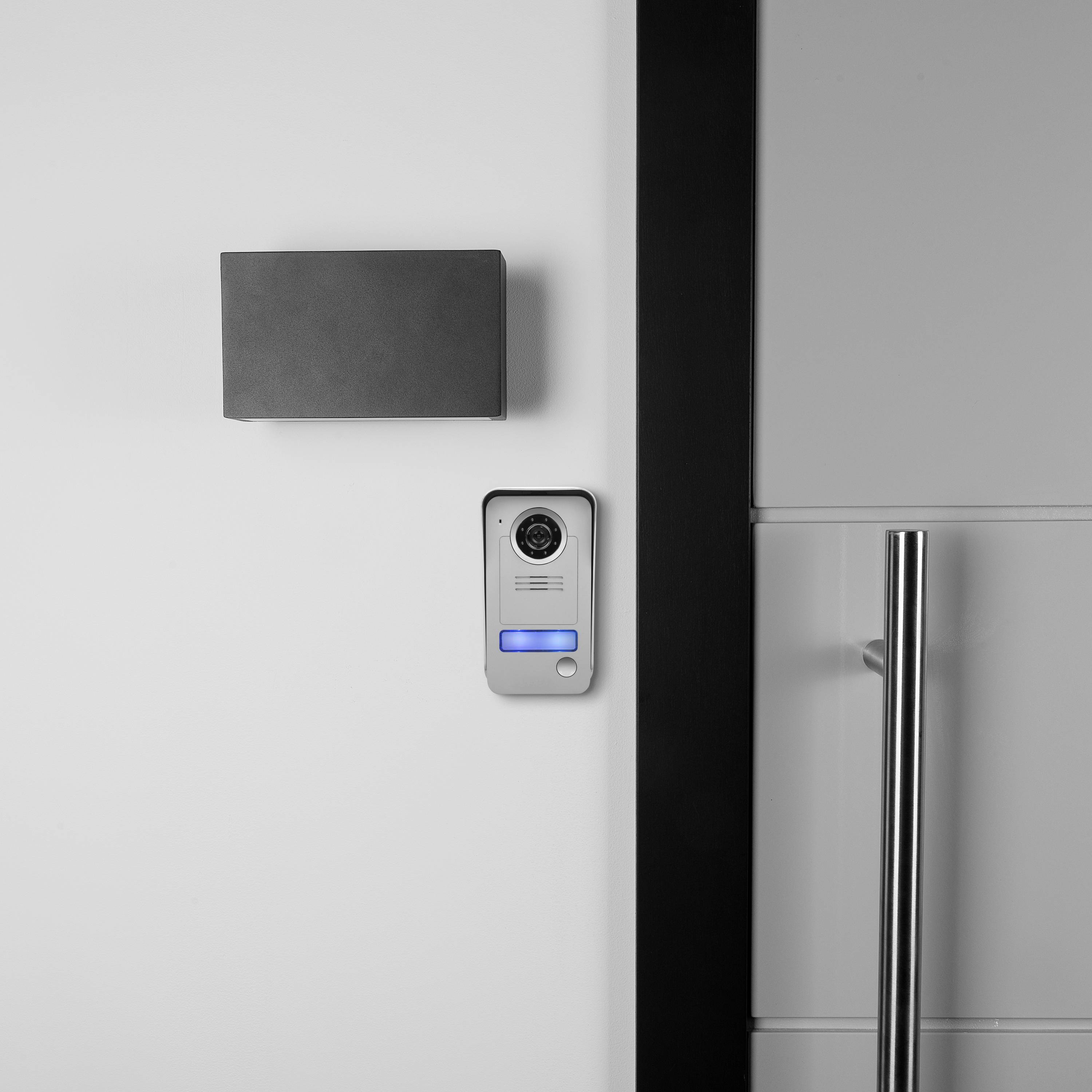 Smartwares Video-Türsprechanlage Funk Komplett-Set 1 Familienhaus Grau, Silber