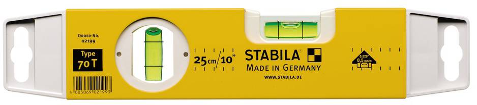 Stabila Type 70 T 2199 Torpedo-Wasserwaage 25 cm 0.5 mm/m