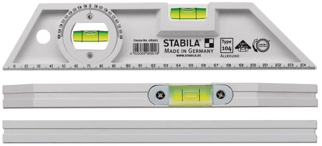 Stabila Type 104 ALLROUND 6901 Mini-Wasserwaage 25 cm 1 mm/m