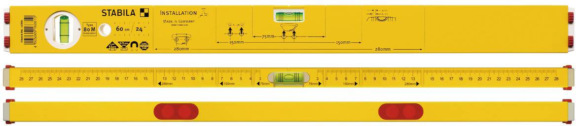 Stabila Type 80M Installation 16881 Magnet-Wasserwaage mit Magnet 60cm 0.5 mm/m
