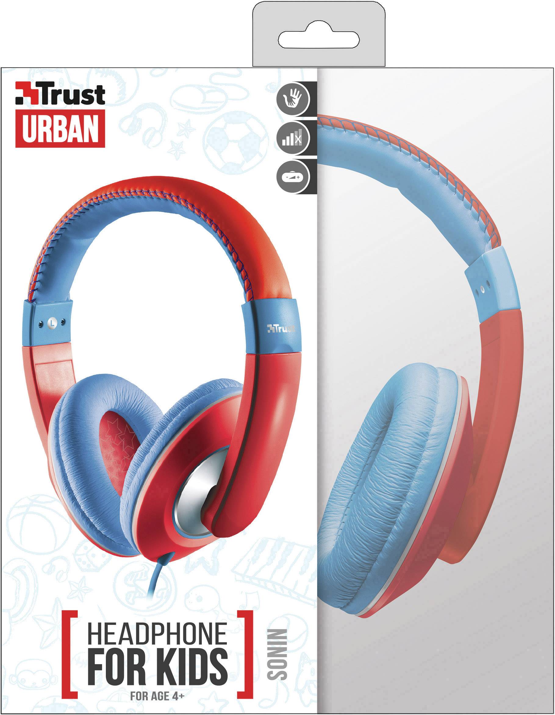 Trust Sonin Kinder Over Ear Kopfhörer Over Ear Lautstärkebegrenzung, Lautstärkeregelung Rot, Blau