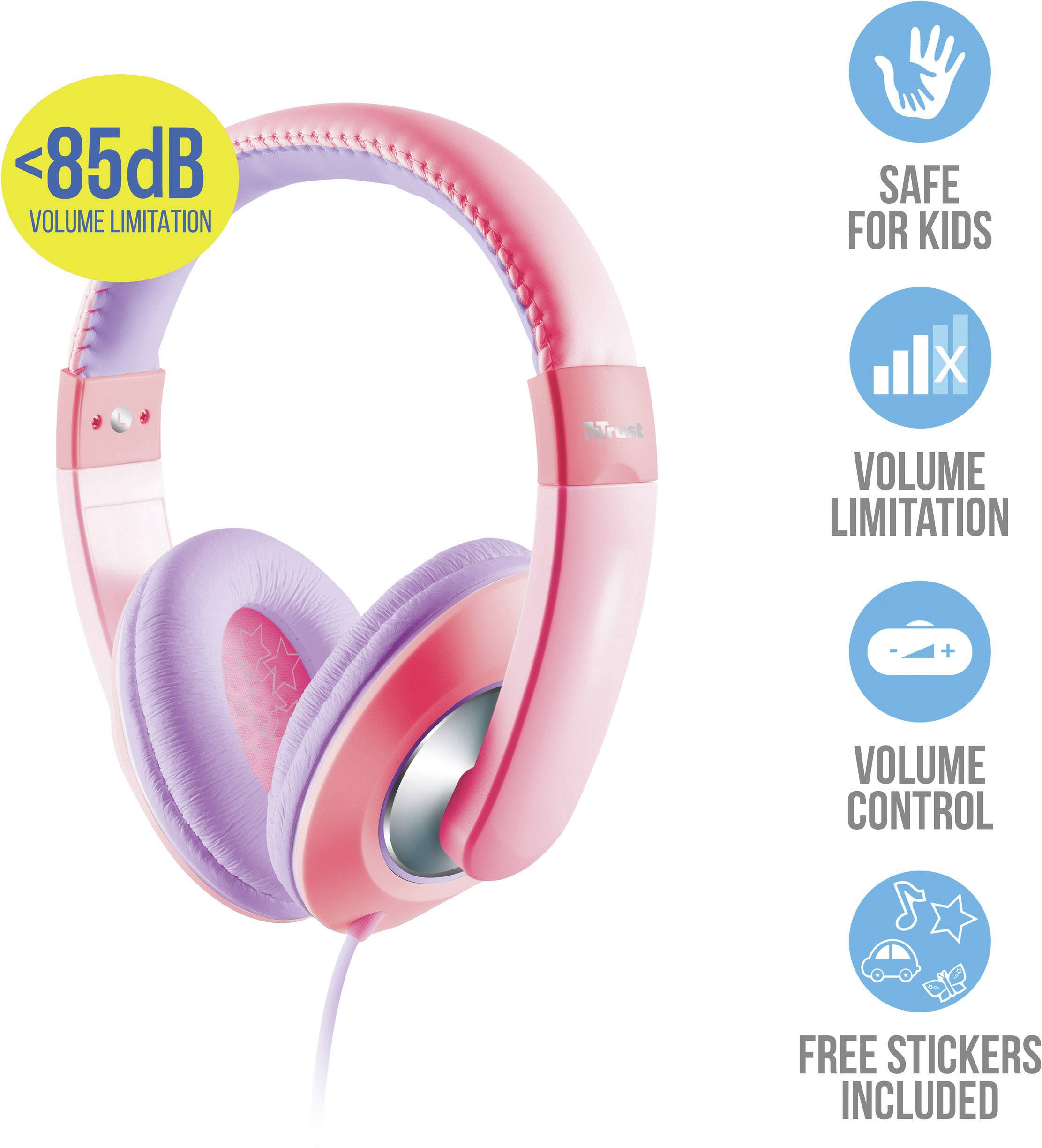 Trust Sonin Kinder Over Ear Kopfhörer Over Ear Lautstärkebegrenzung, Lautstärkeregelung Pink, Lila
