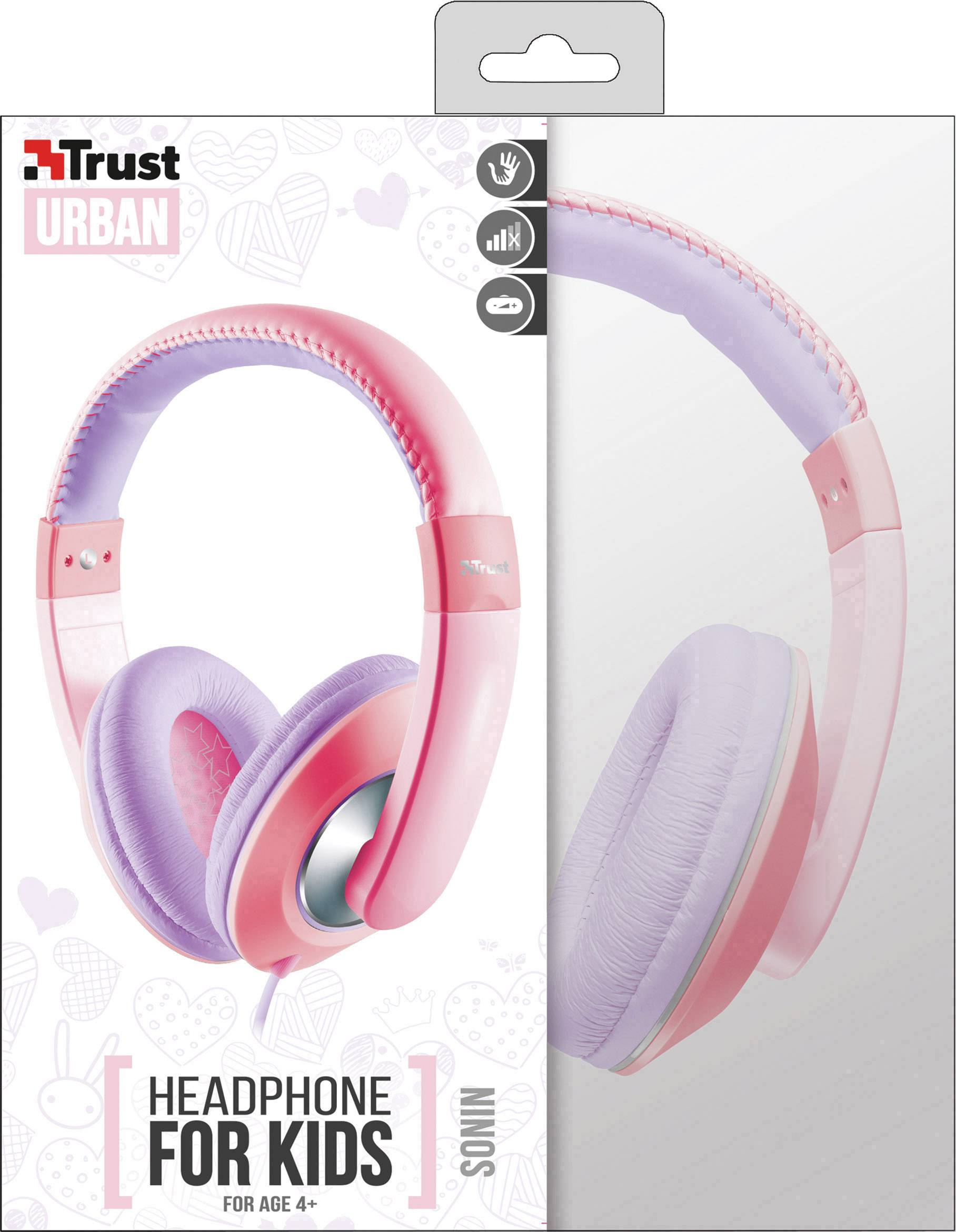 Trust Sonin Kinder Over Ear Kopfhörer Over Ear Lautstärkebegrenzung, Lautstärkeregelung Pink, Lila