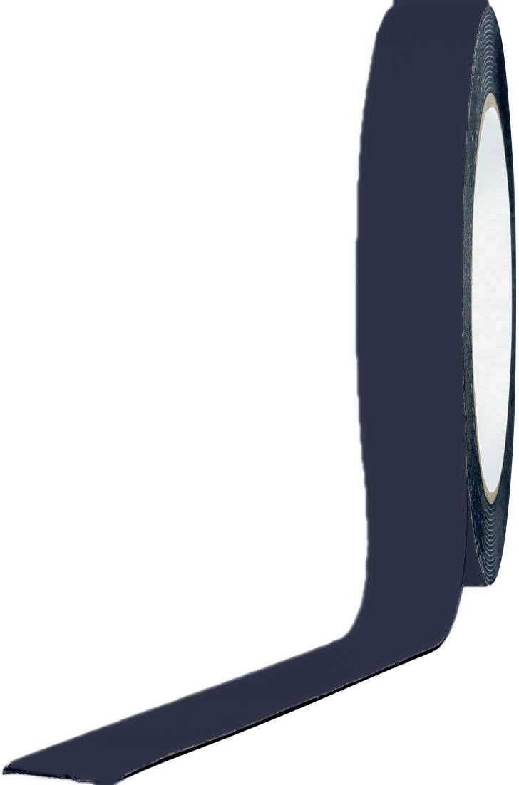 Eine Rolle schwarzes Klebeband mit abgerolltem Stück.