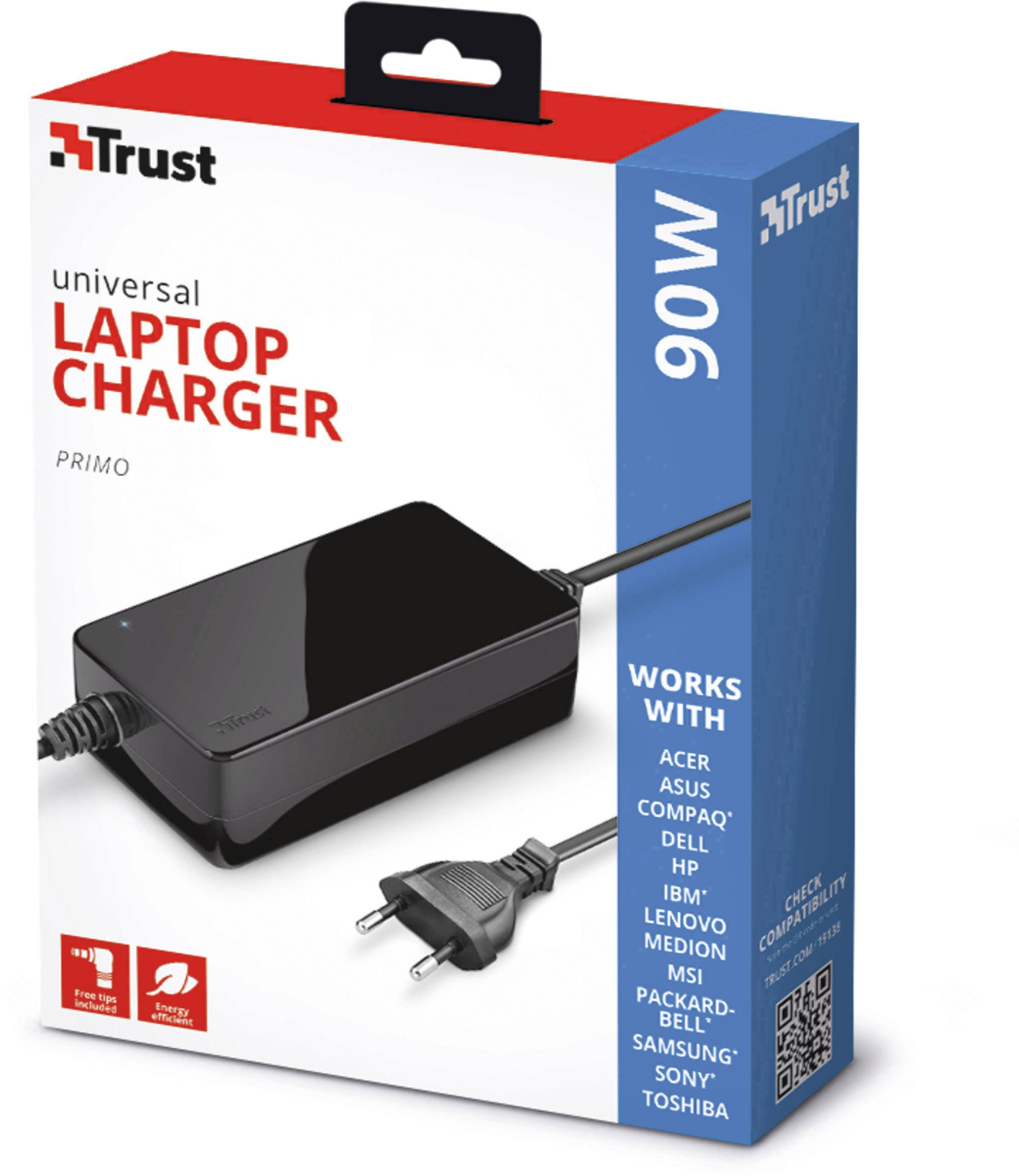 Trust 19138 Notebook-Netzteil 90W 15 V/DC, 16 V/DC, 19.5 V/DC 4.62A