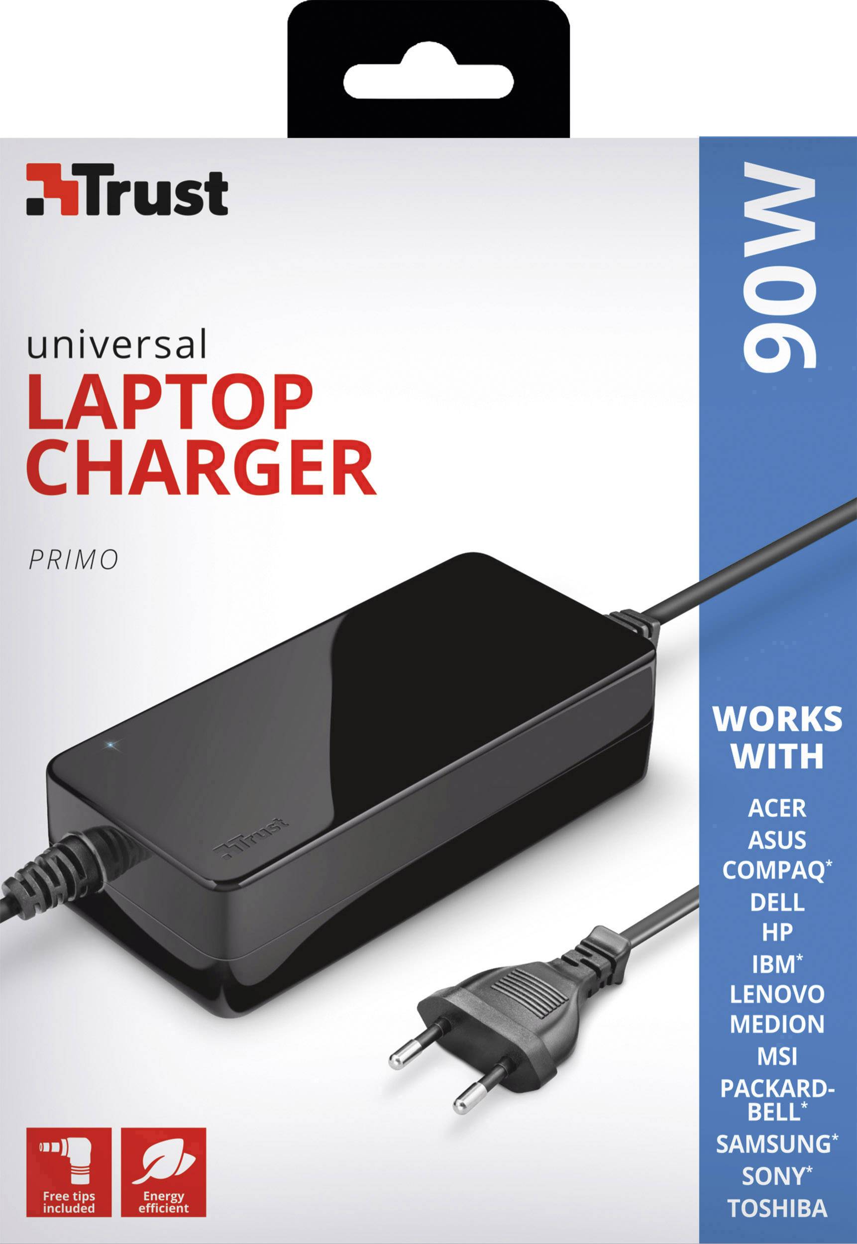 Trust 19138 Notebook-Netzteil 90W 15 V/DC, 16 V/DC, 19.5 V/DC 4.62A