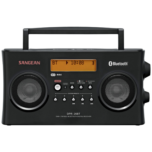Sangean DPR-26 BT Kofferradio DAB+, UKW AUX, Bluetooth® Akku-Ladefunktion Schwarz