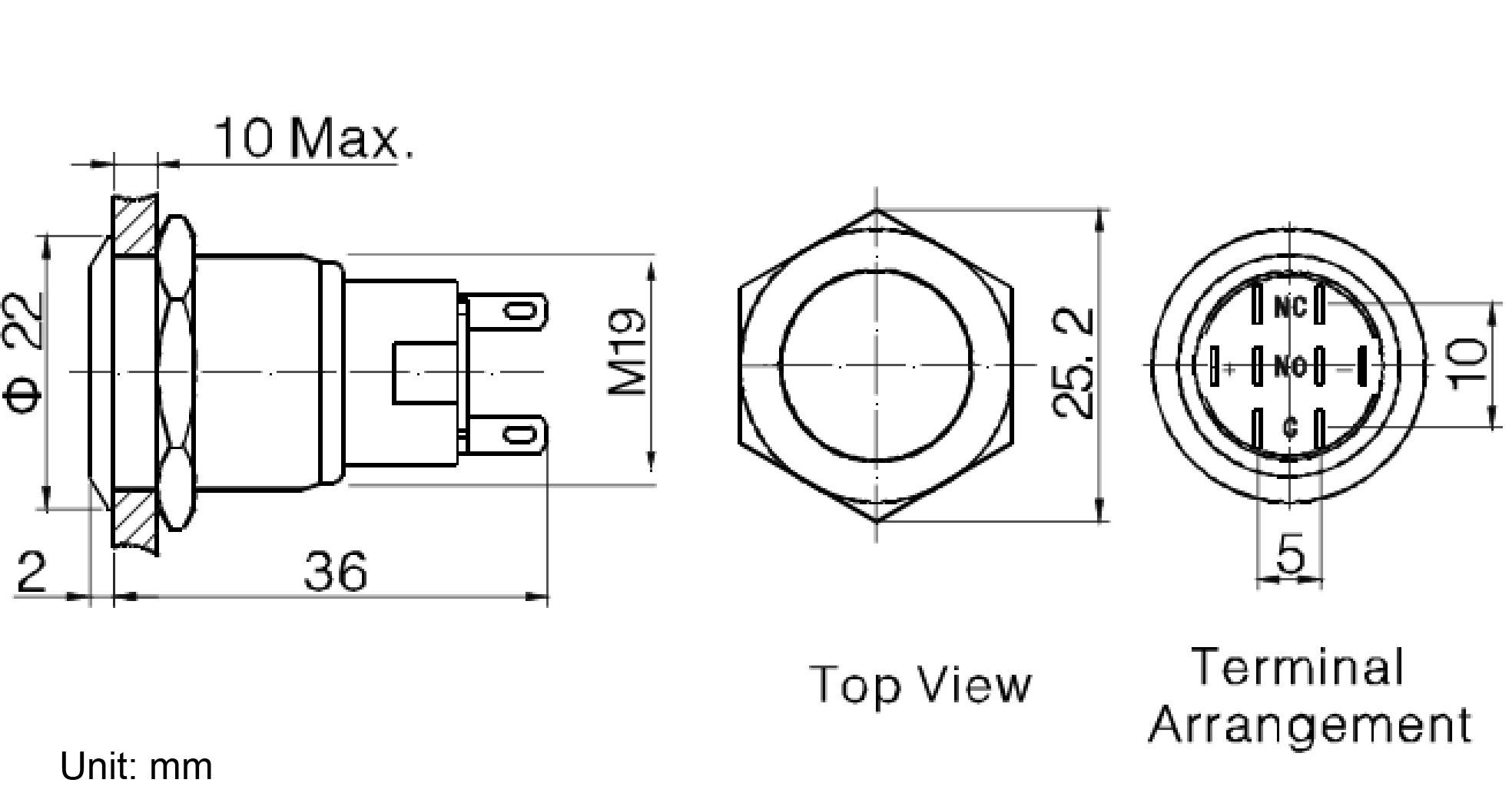 TRU Components LAS1-AGQ-11/S Druckschalter 250 V/AC 3A 1 x Ein/(Ein) tastend IP65 1St.