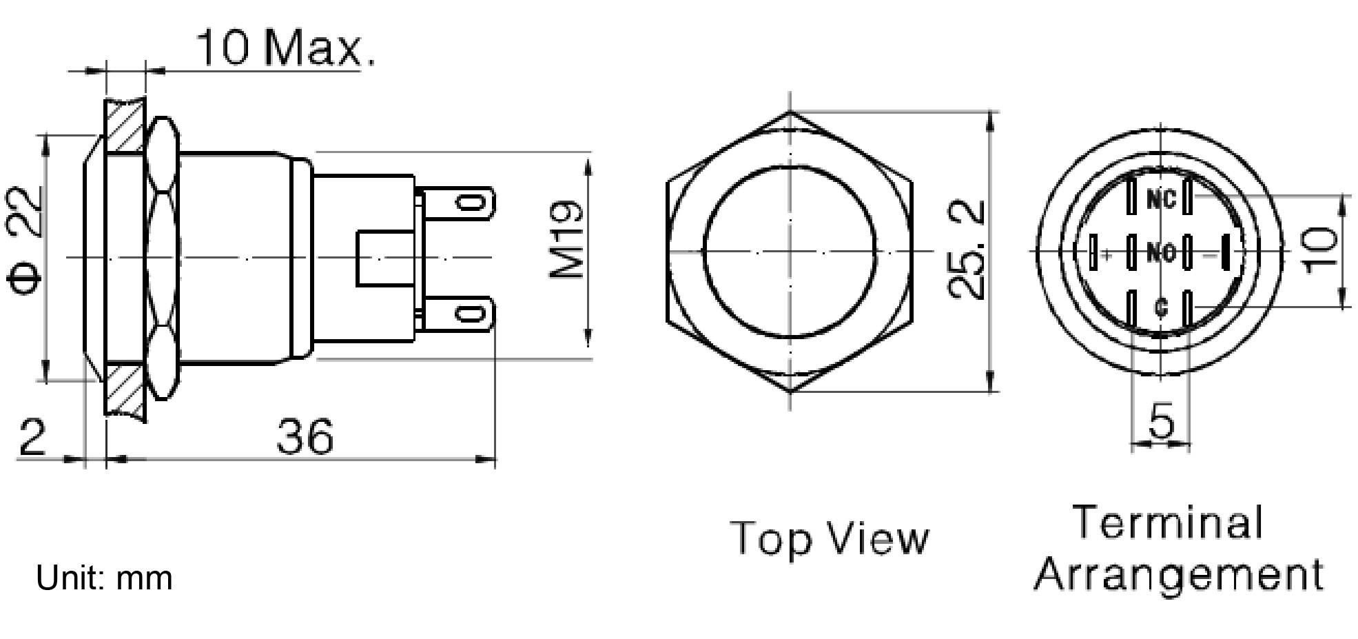 TRU Components LAS1-AGQ-11Z/S Druckschalter 250 V/AC 3A 1 x Ein/Ein rastend IP65 1St.