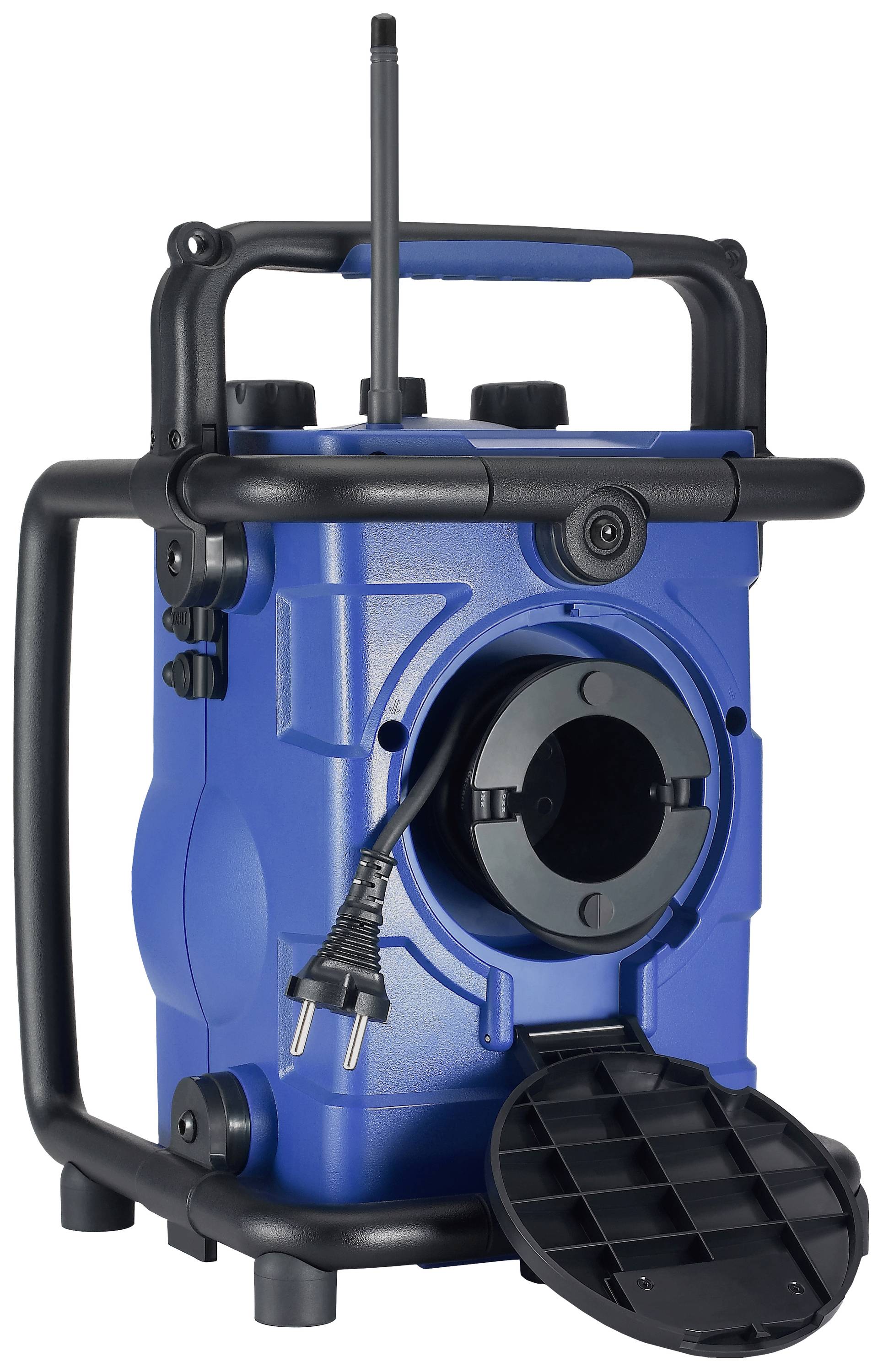 Sangean U-3 Baustellenradio UKW, MW AUX spritzwassergeschützt, staubdicht, stoßfest, Taschenlampe Blau