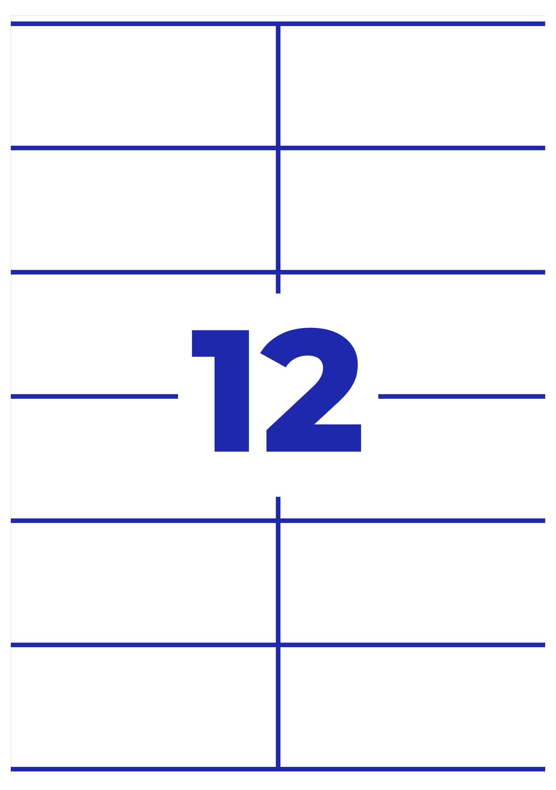 Blaues Raster mit der Zahl '12' in der Mitte, vermutlich eine Kalender- oder Tabellenansicht.