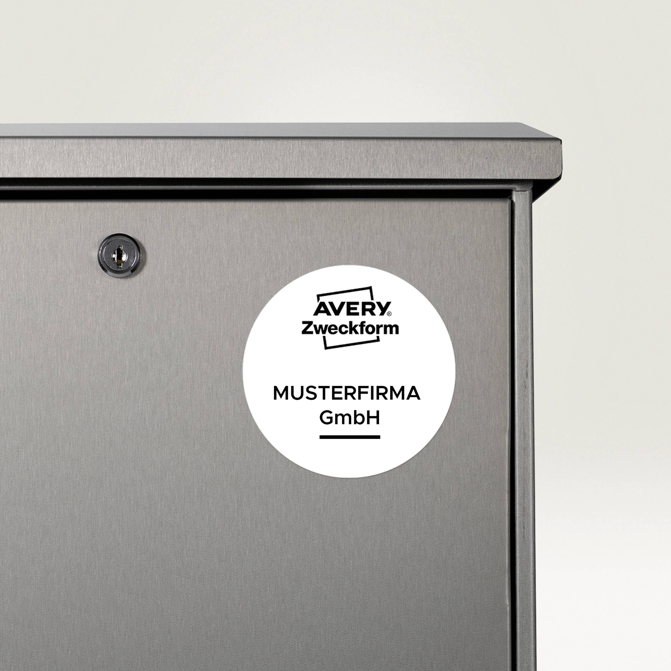 Avery-Zweckform L4716REV-20 Folien-Etiketten Ø 30mm Folie Weiß 960 St. Wiederablösbar Farblaserdrucker, Laserdrucker