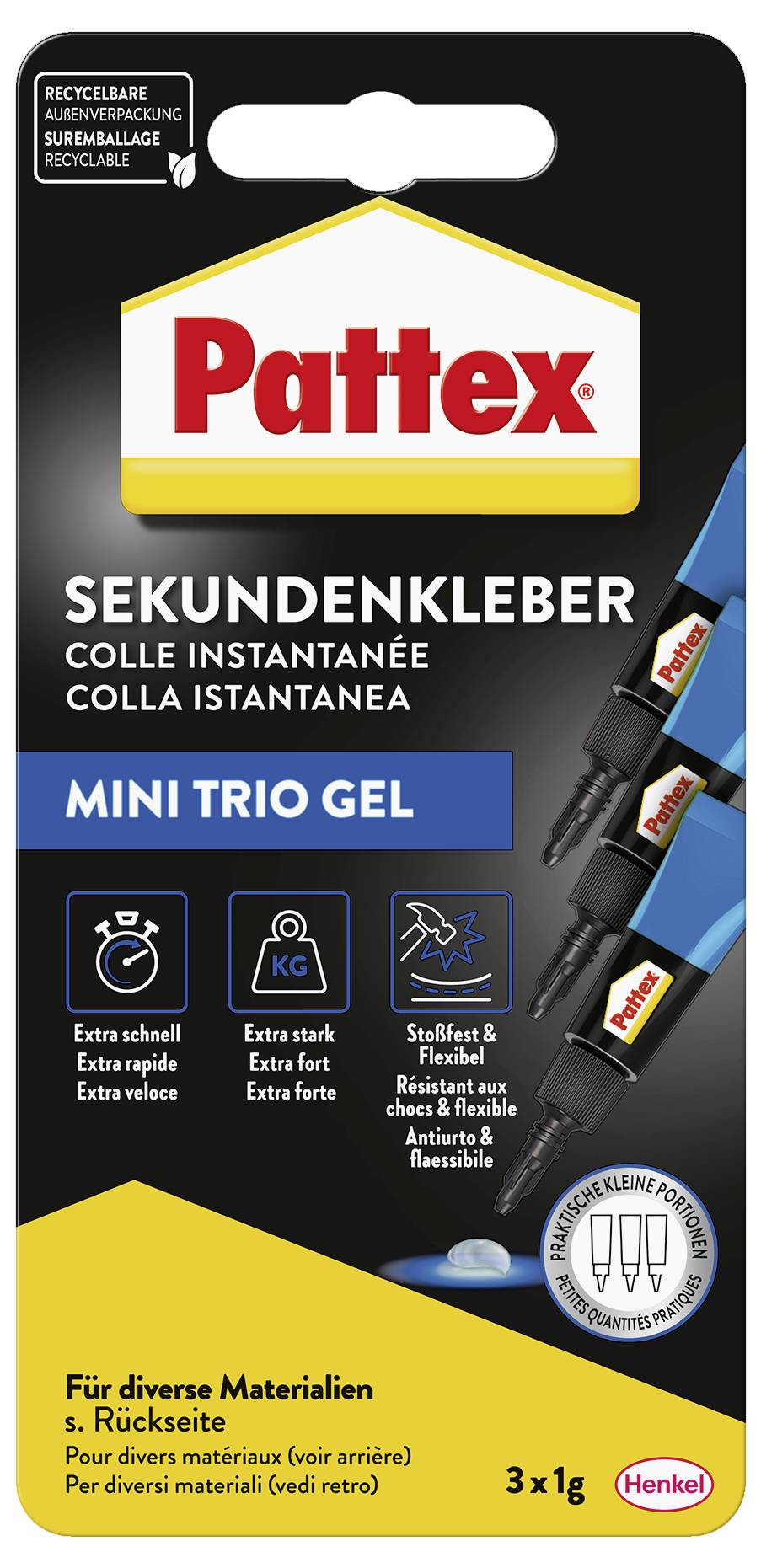 Pattex Mini Trio Ultra Gel Sekundenkleber PSMG3 3g