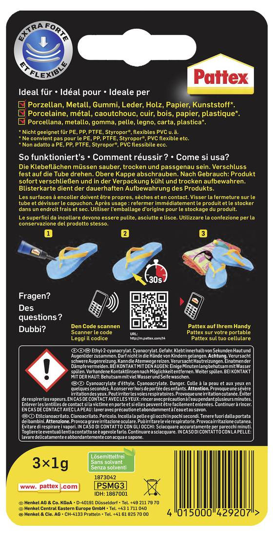 Pattex Mini Trio Ultra Gel Sekundenkleber PSMG3 3g