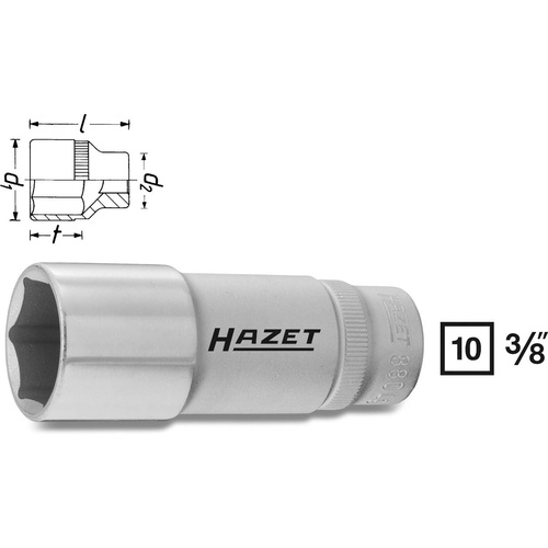 Hazet 880LG-9 Außen-Sechskant Steckschlüsseleinsatz 9mm 3/8" (10 mm)