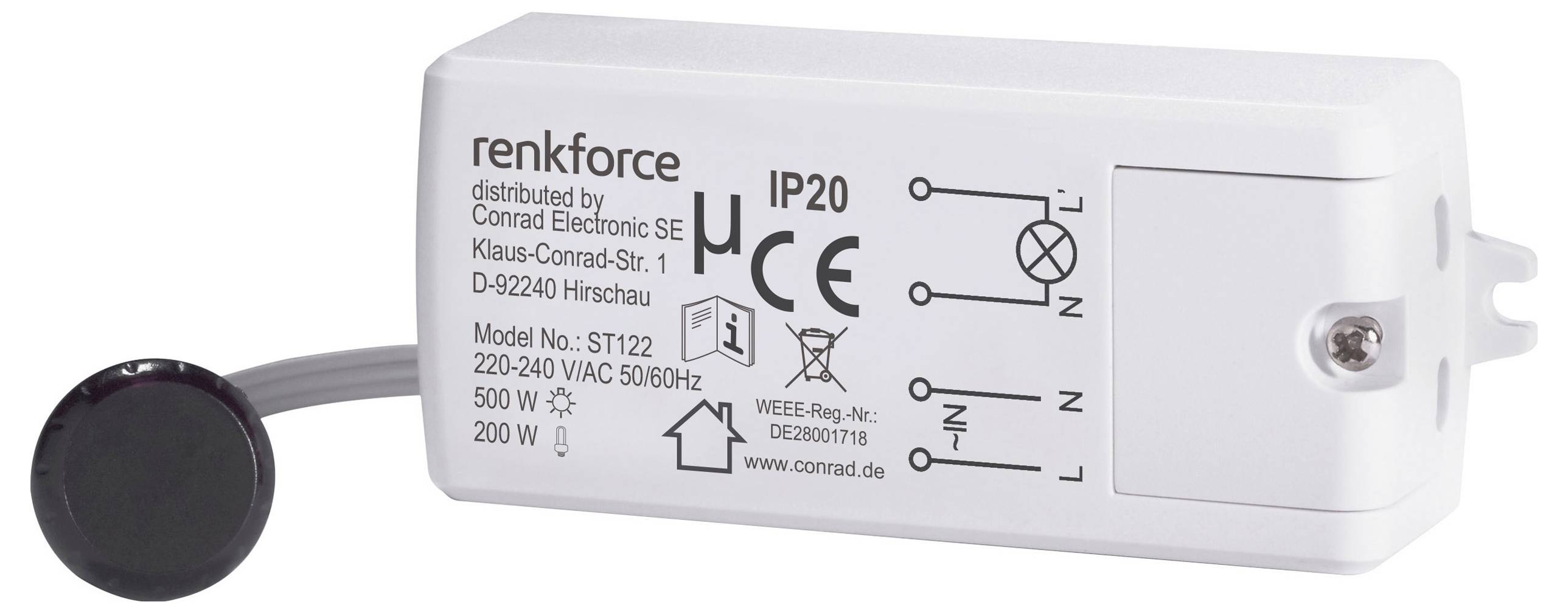 Eine Nahaufnahme eines rechteckigen elektronischen Geräts mit der Bezeichnung 
