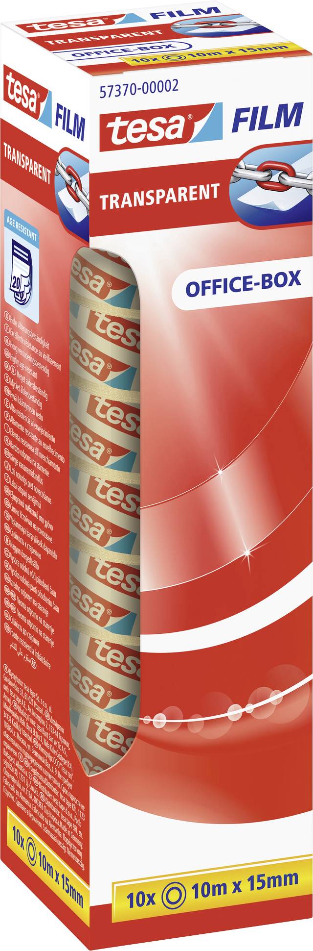 TESA OFFICE-BOX 57370-00002-11 tesafilm Transparent (L x B) 10m x 15mm 10St.