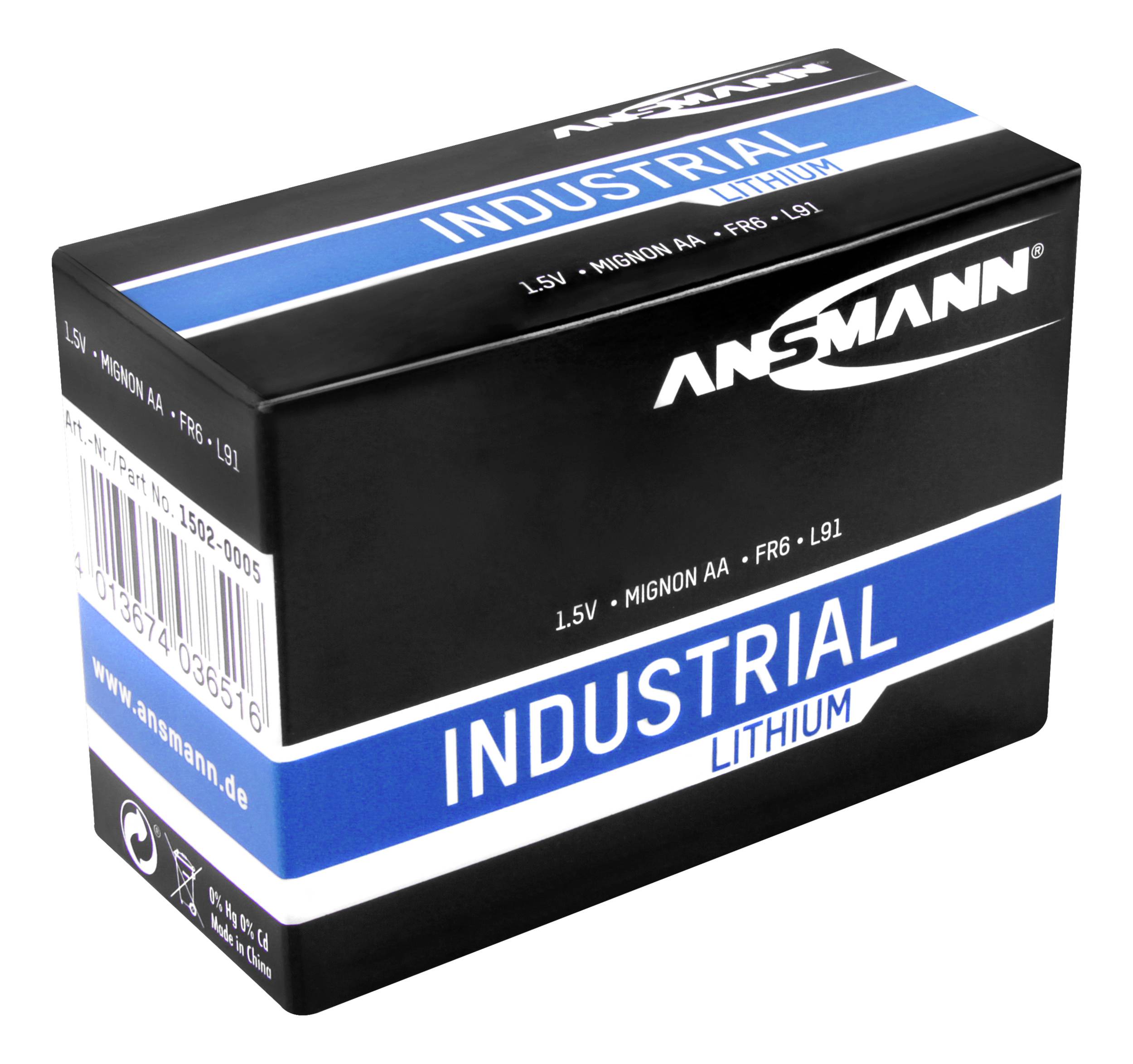 Ansmann Lithium Industrial FR6 Mignon (AA)-Batterie Lithium 3000 mAh 1.5V 10St.