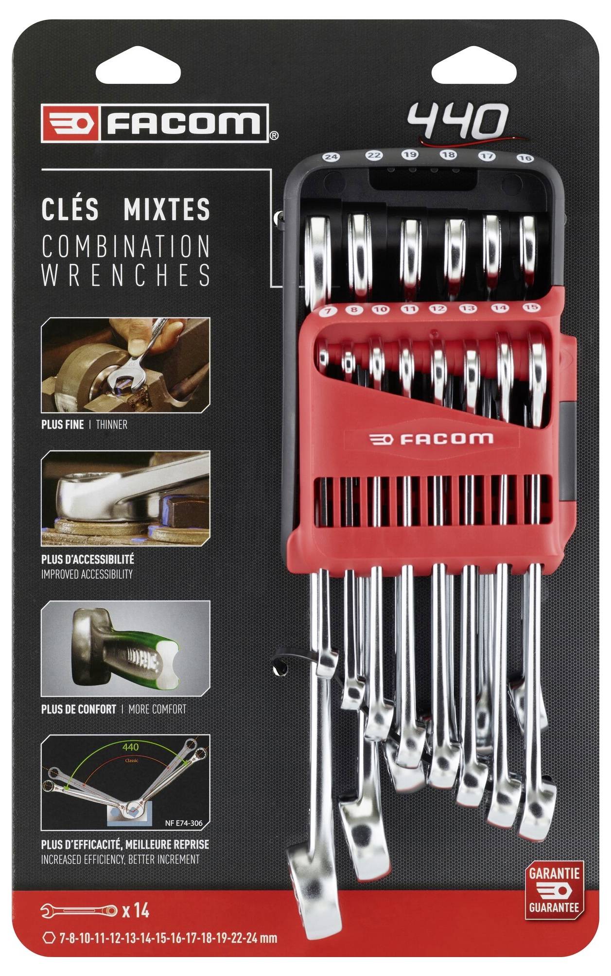 Facom 440.JP14PB 440.JP14PB Ring-Maulschlüssel-Satz 14teilig Schlüsselweite (Metrisch) 7 - 24mm