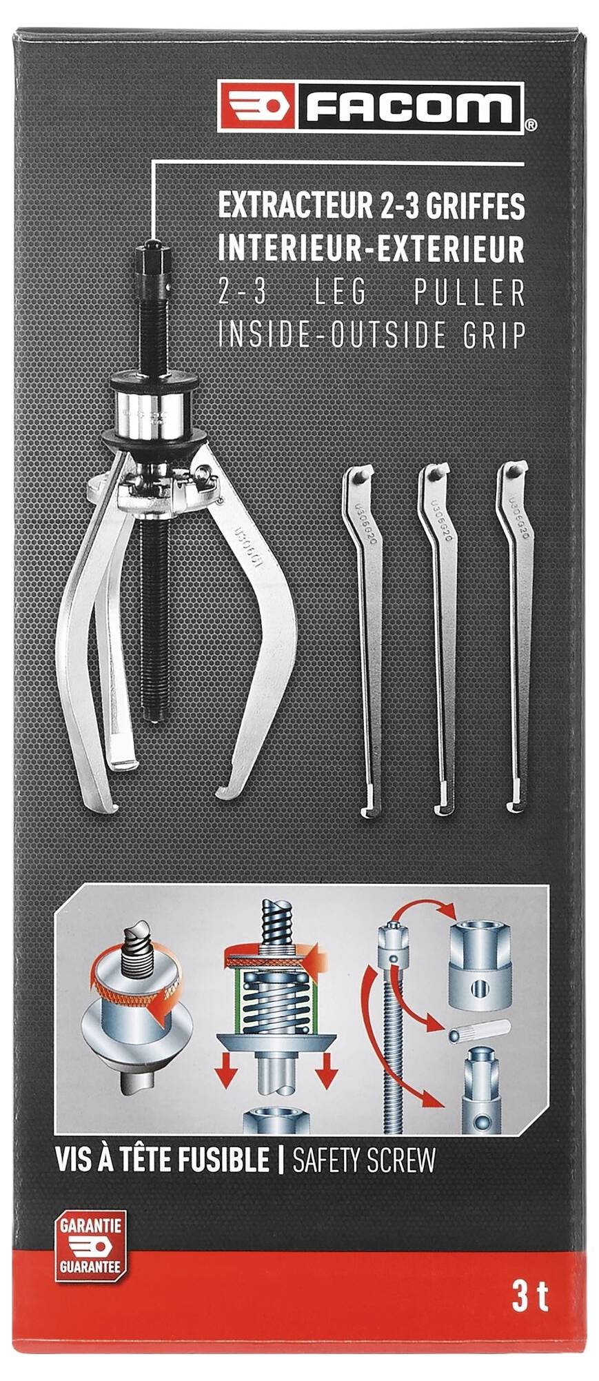 Facom U.306PB Abzieher-Set Spannbereich (Details) 7 - 140/23 - 130mm