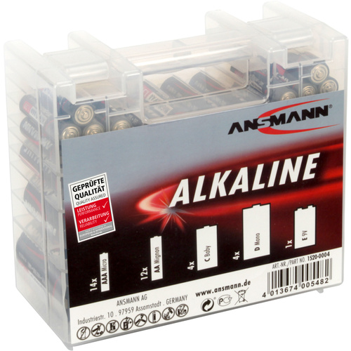 Ansmann Batterie-Set Micro, Mignon, Baby, Mono, 9 V Block 35 St. inkl. Box