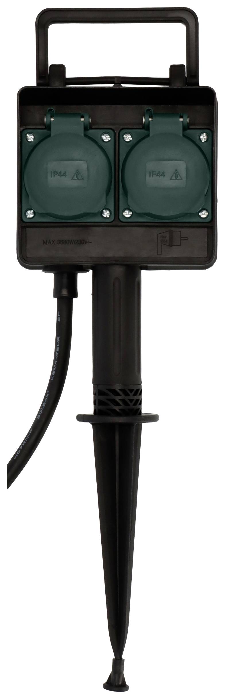 Brennenstuhl 1154430 Gartensteckdose 2fach Schwarz, Grün mit Erdspieß