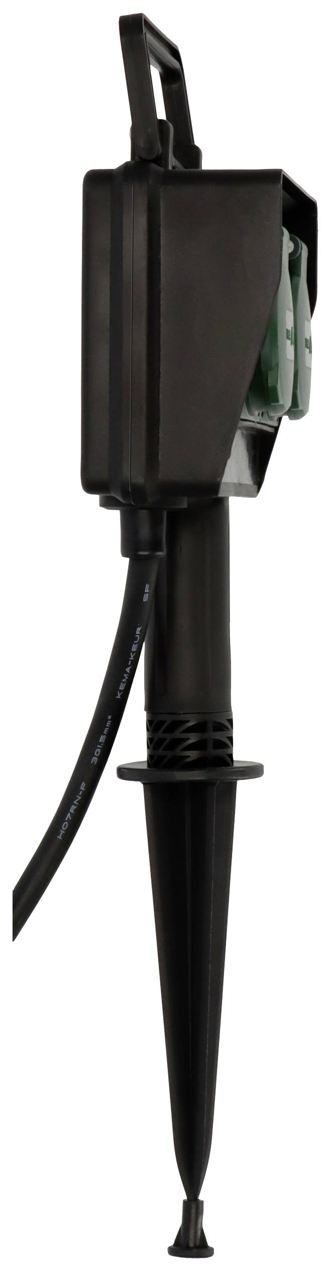 Brennenstuhl 1154430 Gartensteckdose 2fach Schwarz, Grün mit Erdspieß